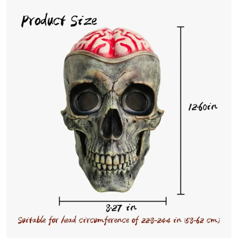 FLORENCE IISA Realistic Full Head Skull Mask Movable Jaw Halloween Cosplay Latex